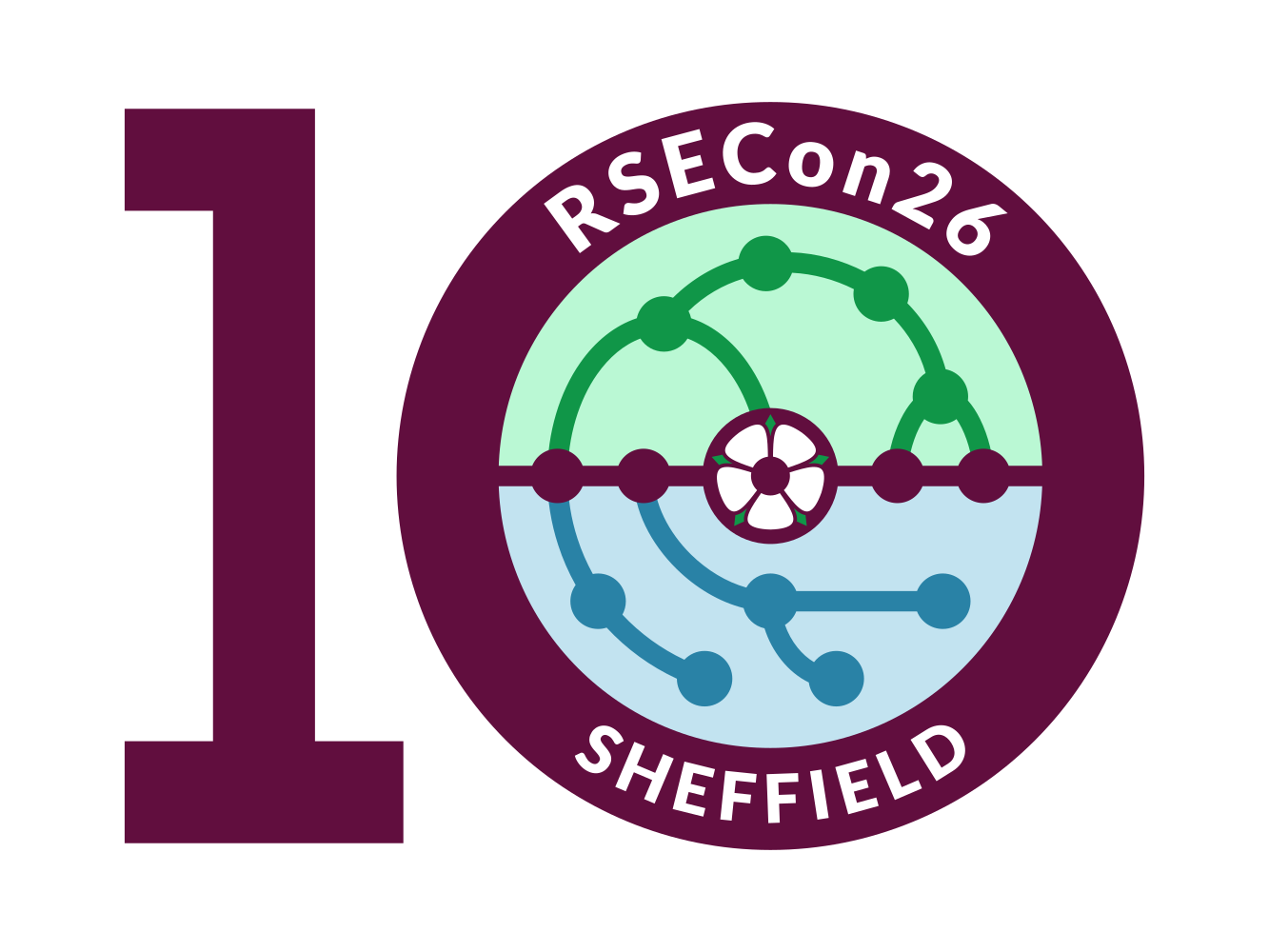 RSECon26 10th anniversary badge in circular design
